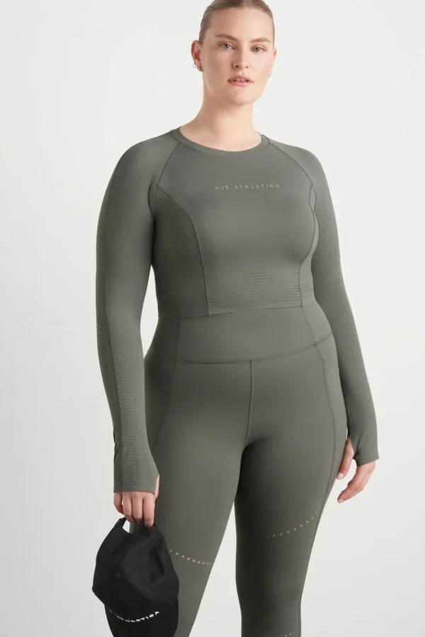 Perforated Long Sleeve Crop Top 340