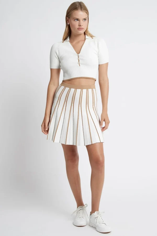 Pleated Knit Mini Skirt 611