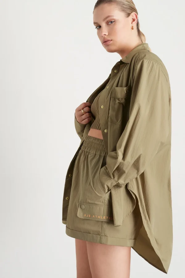 Side Split Windbreaker Shirt 406
