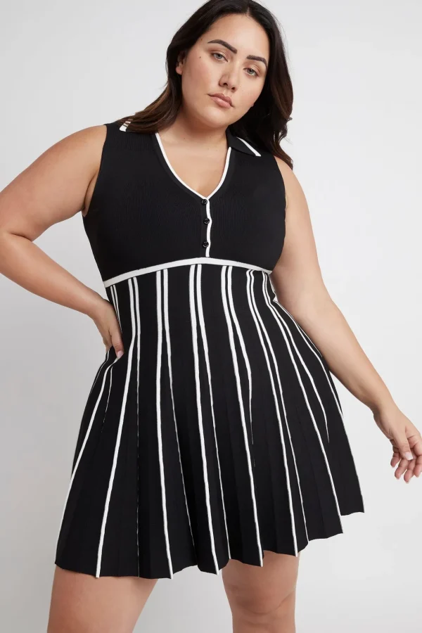 Sleeveless Pleated Knit Mini Dress 801