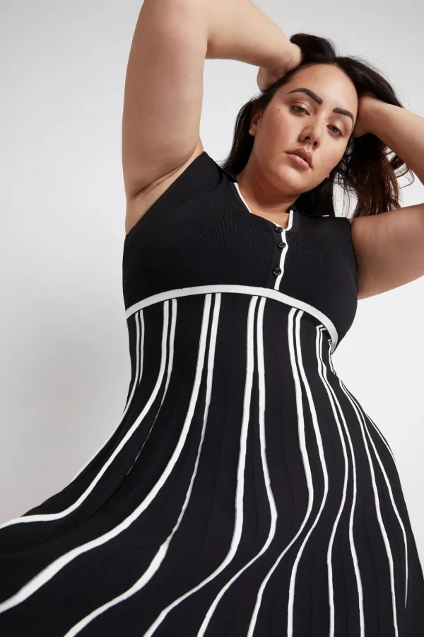 Sleeveless Pleated Knit Mini Dress 801