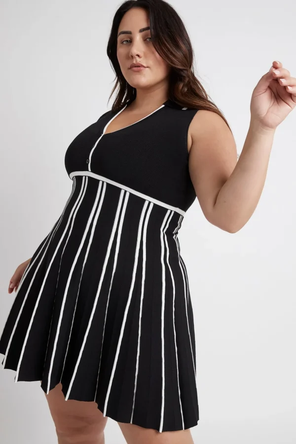 Sleeveless Pleated Knit Mini Dress 801