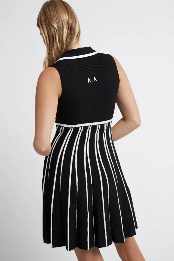 Sleeveless Pleated Knit Mini Dress 801