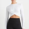 Twist Front Long Sleeve Crop Top 328