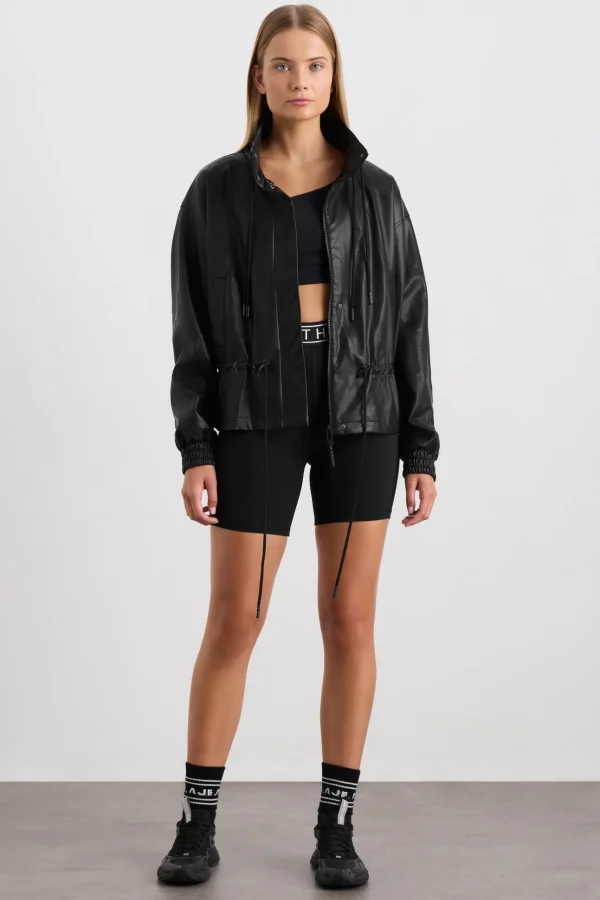 Vegan Leather Ruched Jacket 770