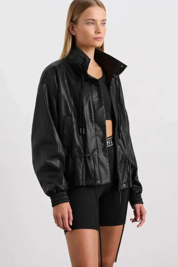 Vegan Leather Ruched Jacket 770