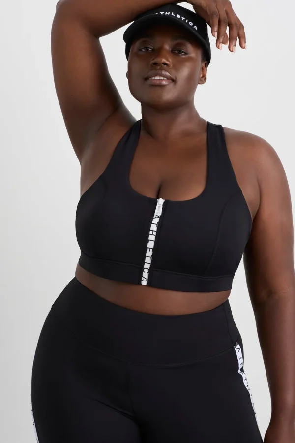 Zip Front Logo Mesh Bra 329