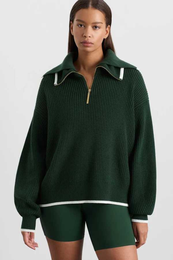 1/4 Zip Ribbed Knit Jumper 431