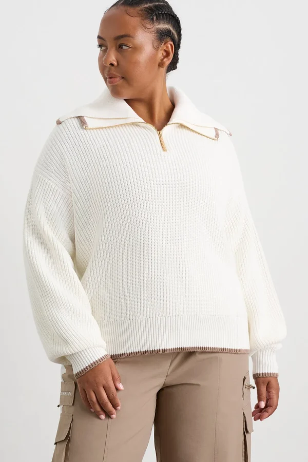 1/4 Zip Ribbed Knit Jumper 431